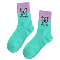 Calcetines de mariposa pastel