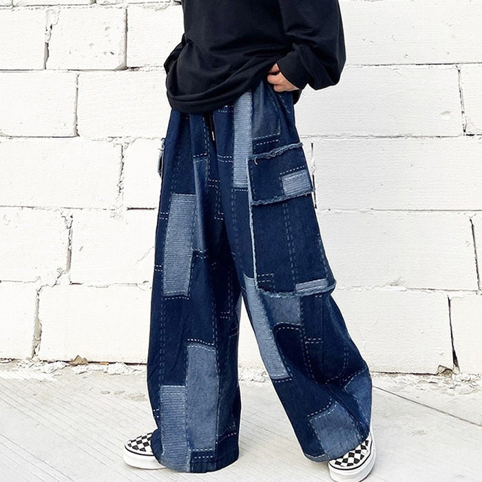 Baggy-Jeans mit Patchwork-Muster