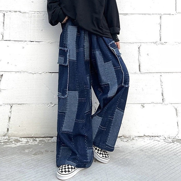 Baggy-Jeans mit Patchwork-Muster