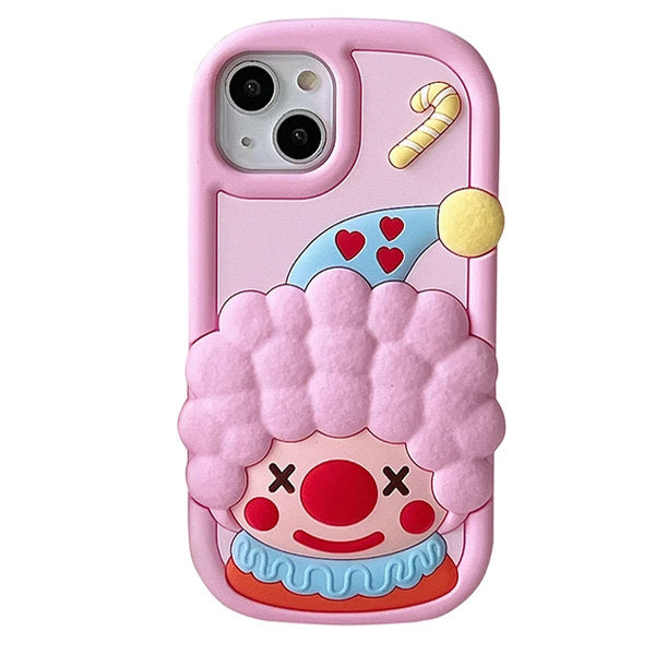 Funda para iPhone con diseño de payaso 3D rosa