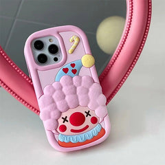 Funda para iPhone con diseño de payaso 3D rosa