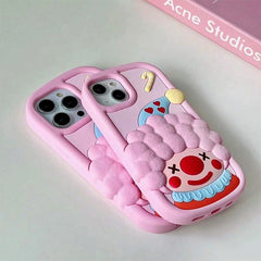 Funda para iPhone con diseño de payaso 3D rosa