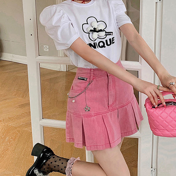 Y2K Pink Denim Skirt