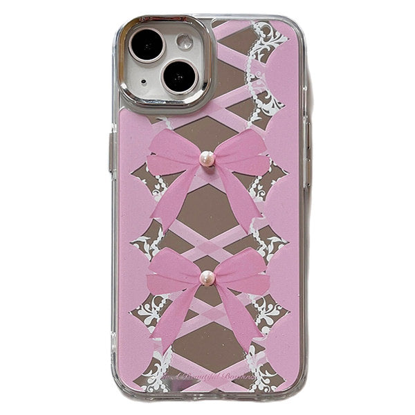 Funda rosa con cordones para iPhone