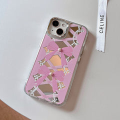 Funda rosa con cordones para iPhone