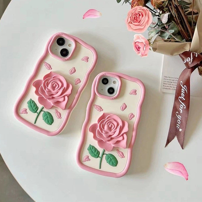 Funda para iPhone con diseño de rosa rosa