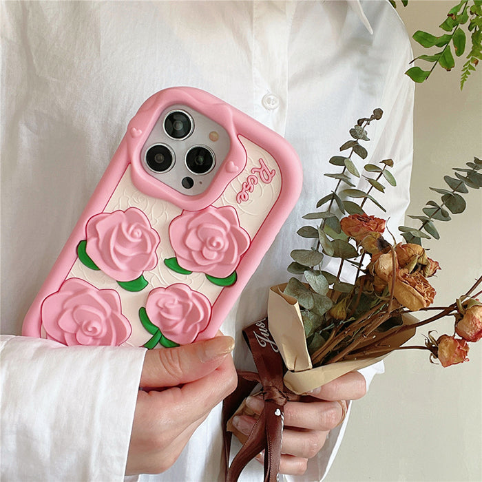 Funda para iPhone con rosas rosas