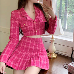 Y2K Pink Tweed Jacket & Skirt Co-Ord