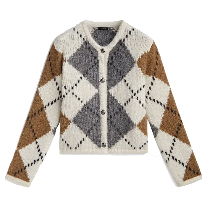 Preppy-ästhetischer Argyle-Cardigan