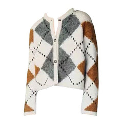 Preppy-ästhetischer Argyle-Cardigan