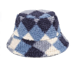 Preppy Argyle Fuzzy Bucket Hat