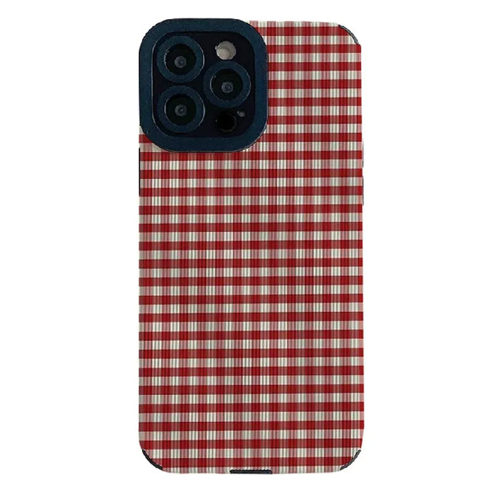 Funda para iPhone con cuadros rojos preppy