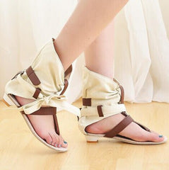 Sandalias planas estilo gladiador con tiras en T