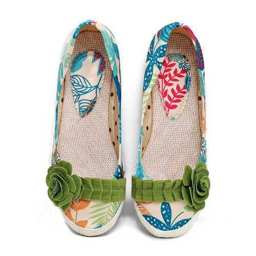 Zapatos planos casuales y elegantes para mujer con estampado floral