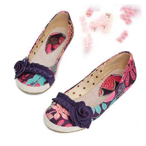 Zapatos planos casuales y elegantes para mujer con estampado floral