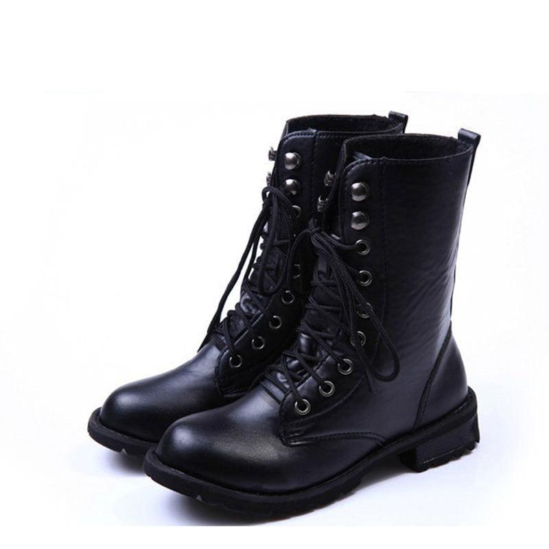 Casual Lace-Up Motorcycle Boots