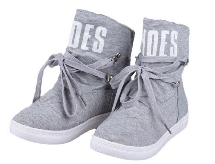 Female Casual Stylish Canvas Solid Color Boots