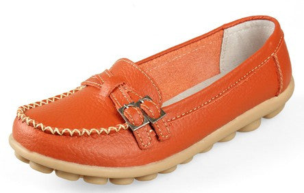 Leather Slip-On Round Toe Moccasins