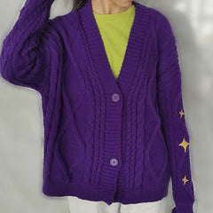 Star Embroidery Purple Cardigan