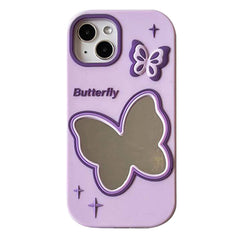 Funda para iPhone con espejo y mariposa morada