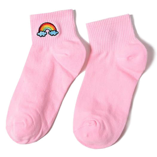 Socken mit Regenbogenstickerei