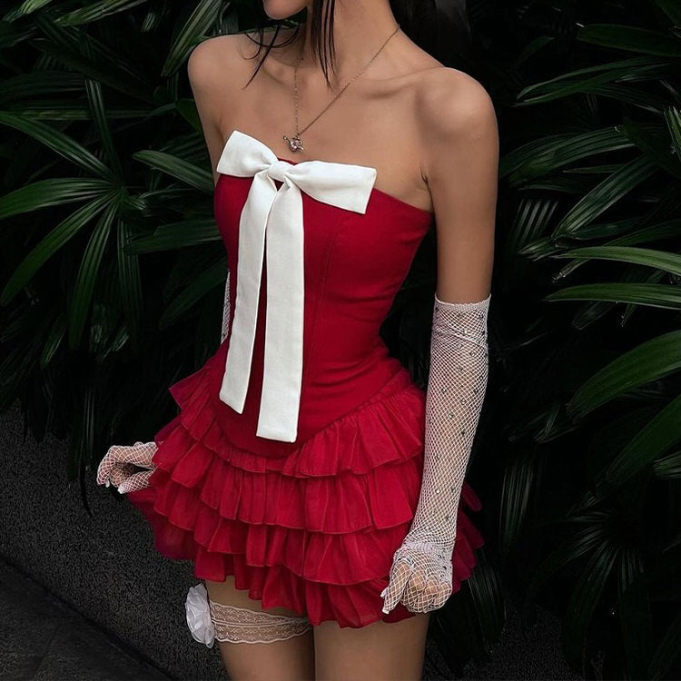 Vestido rojo con lazo de Flirty Babe