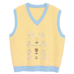 Rose Embroidery Knit Vest