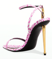 Narrow Strap Metal Ankle Sandals - Pink