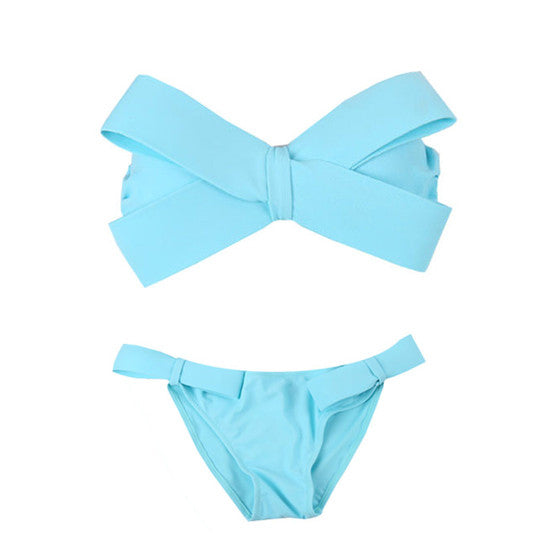 Conjunto de bikini bandeau con lazo