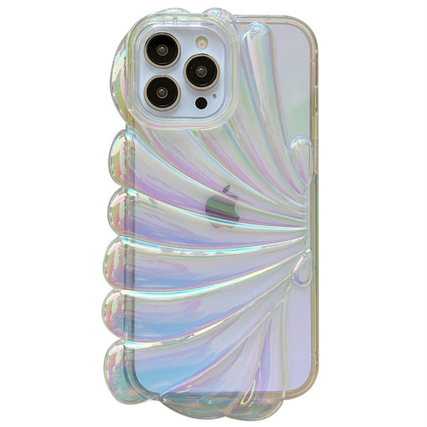 Funda holográfica para iPhone con diseño de concha marina