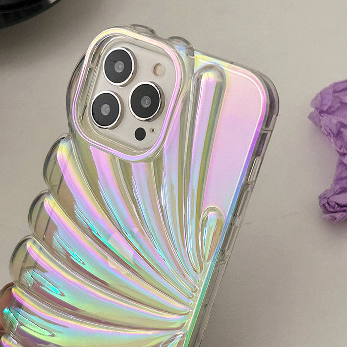 Funda holográfica para iPhone con diseño de concha marina