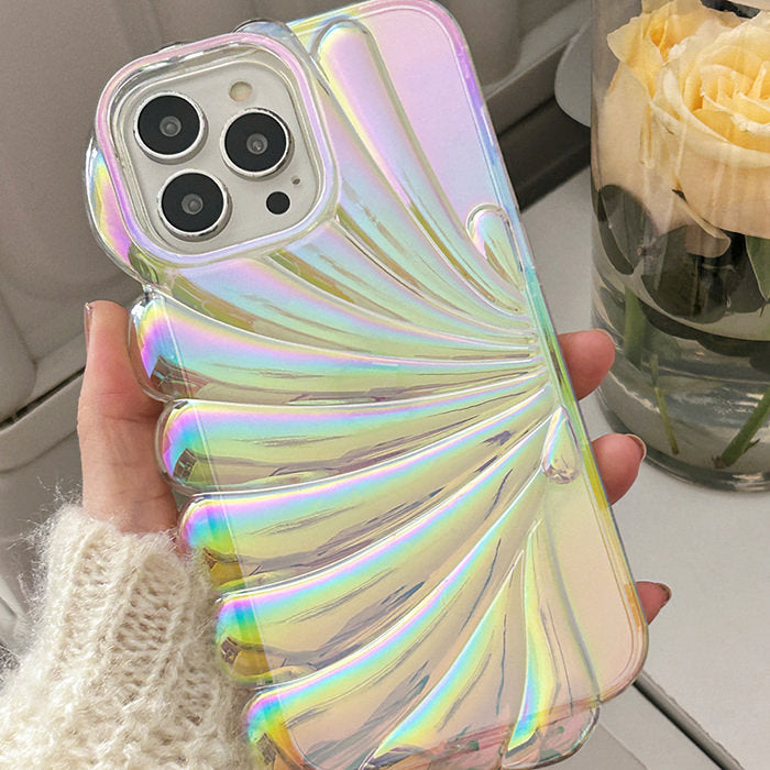 Funda holográfica para iPhone con diseño de concha marina