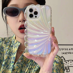 Funda holográfica para iPhone con diseño de concha marina