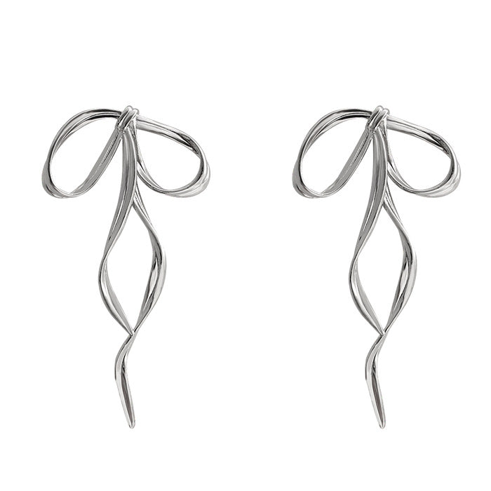 Silver Bow Earrings