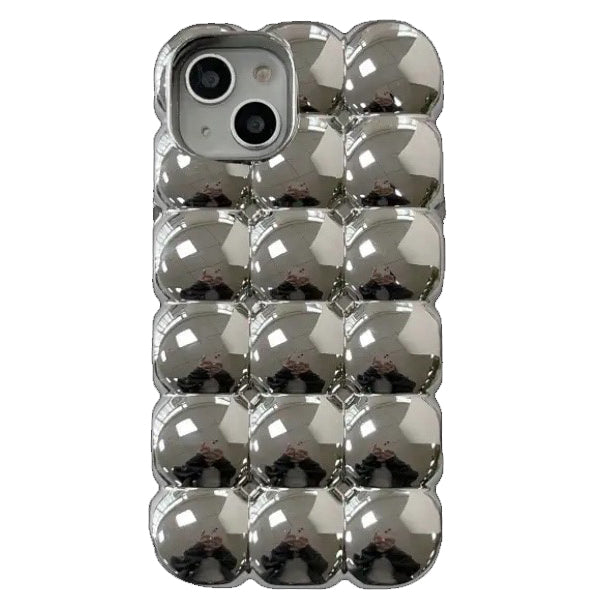 Funda plateada con burbujas para iPhone