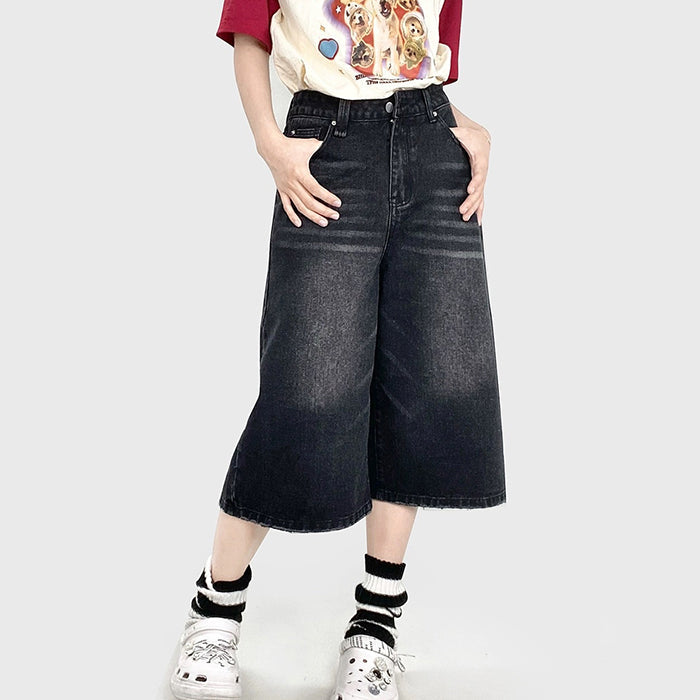 Skater Girl Denim Baggy Shorts