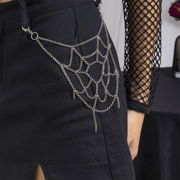 Grunge Aesthetic Spiderweb Pant Chain