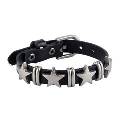 Pulsera de cuero con estrella de estética grunge