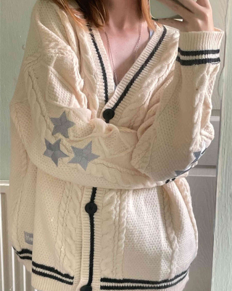 Preppy Aesthetic Star Cardigan