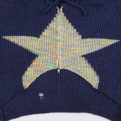 Sudadera con capucha de punto con cremallera y estrellas