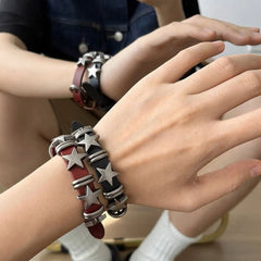 Grunge Aesthetic Star Leather Bracelet