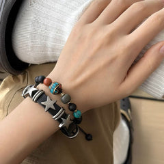 Grunge Aesthetic Star Leather Bracelet