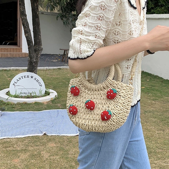 Bolso de paja de fresa