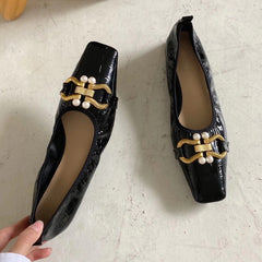 Vintage Square Toe Flat Shoes