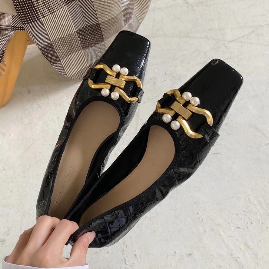 Vintage Square Toe Flat Shoes