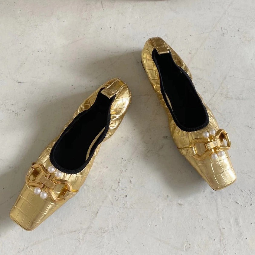 Vintage Square Toe Flat Shoes