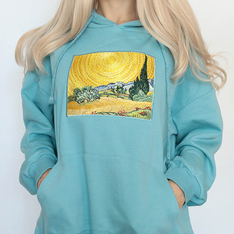 Wheat Field with Cypresses Hoodie