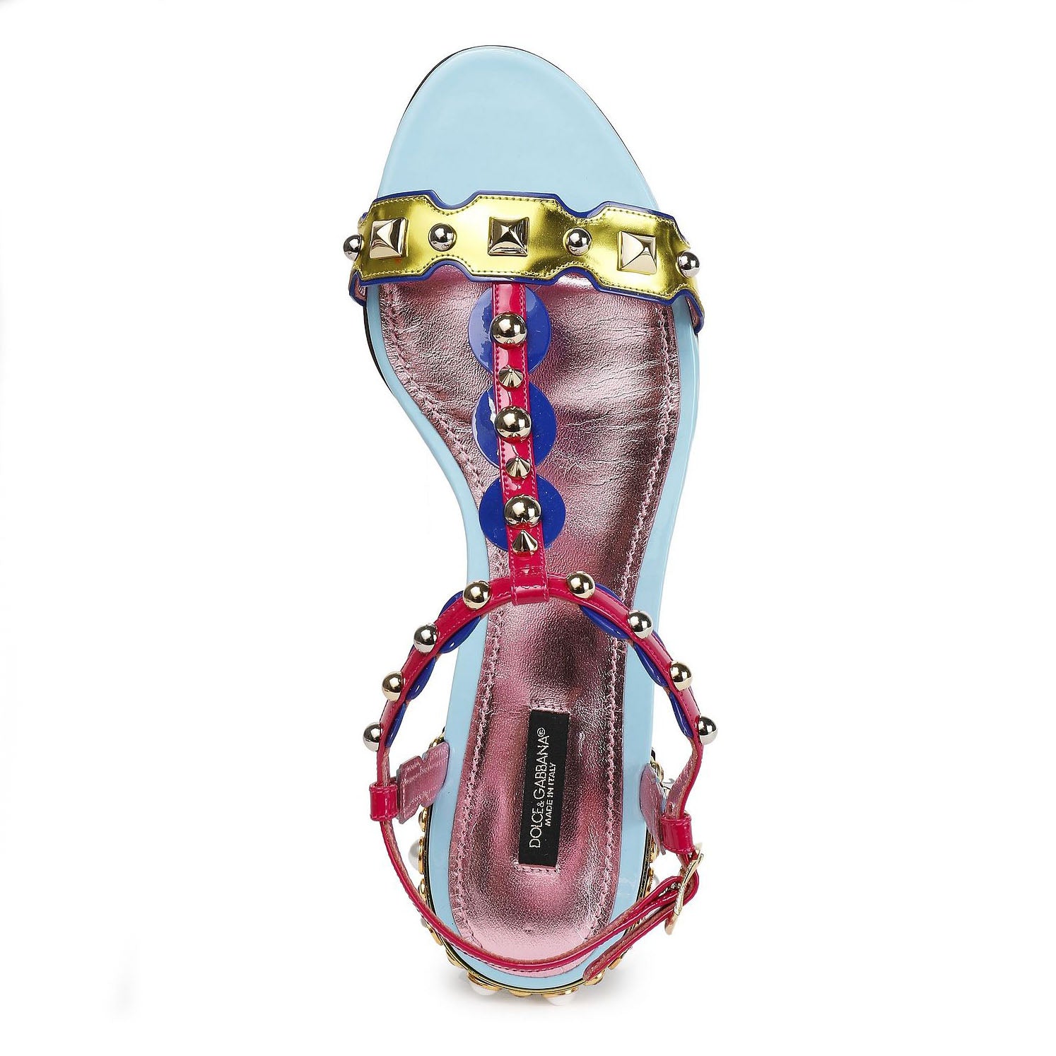 Multicolored Sandals With Straps And Rivet Ornaments