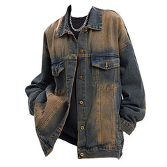 Washed Brown Loose Denim Jacket