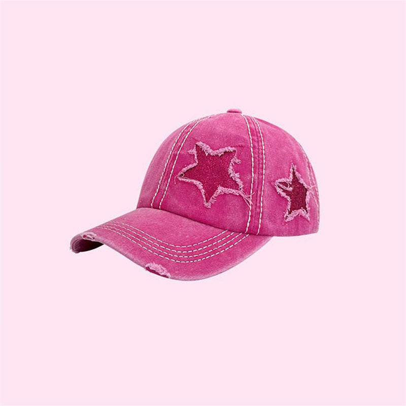 Gorra de béisbol vaquera con estrellas brillantes Y2K